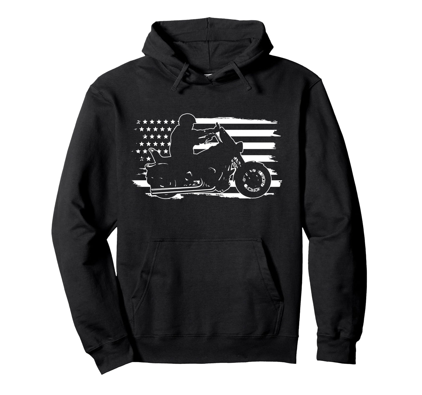 Patriotic Motorcycle American Us Hoodie - Fun Novelty Design Men Women - T-Shirt, Sweatshirt, Hoodie