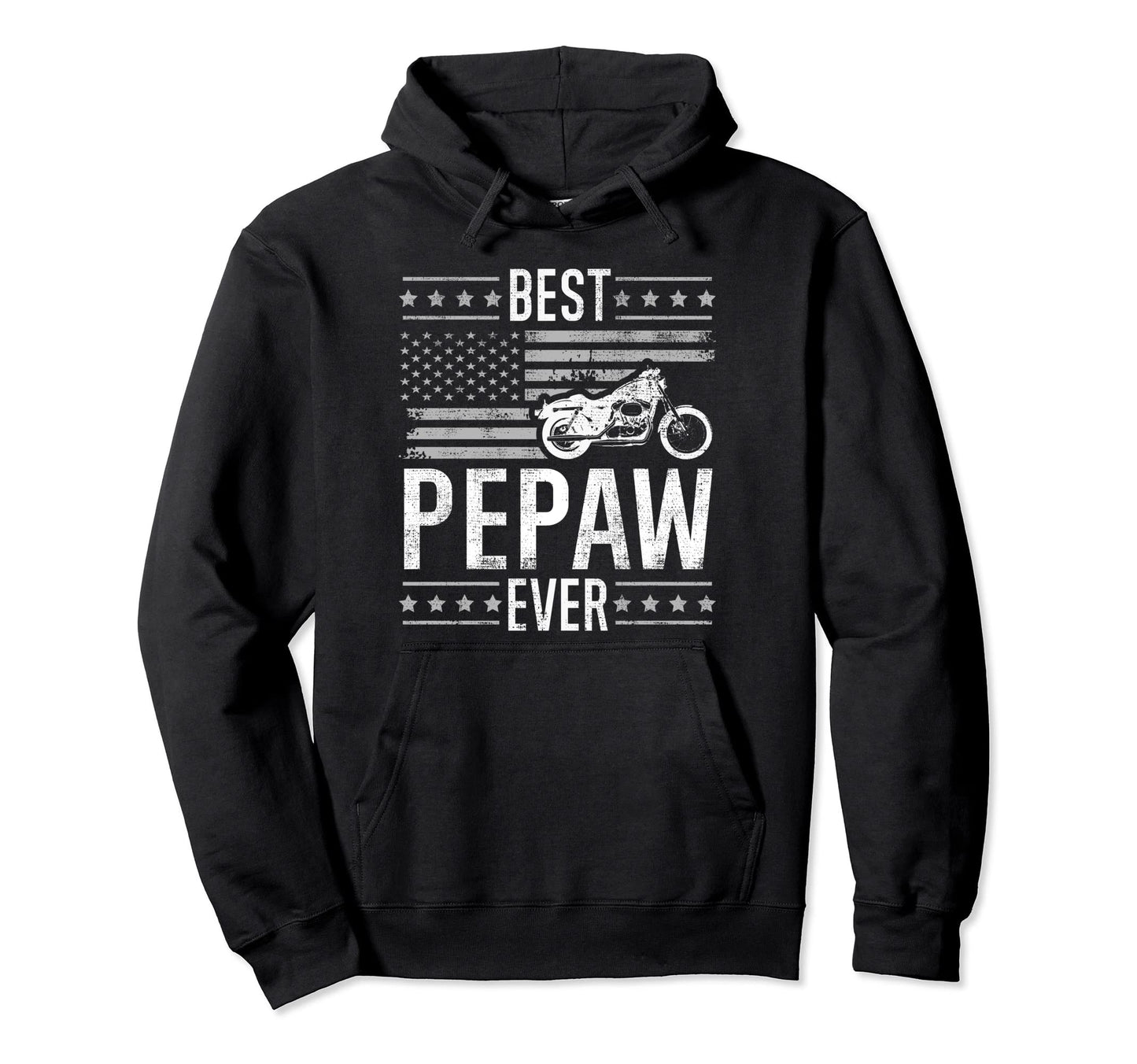 Best Pepaw Ever Motorcycle American Flag Hoodie - Graphic Print for Adults - T-Shirt, Sweatshirt, Hoodie