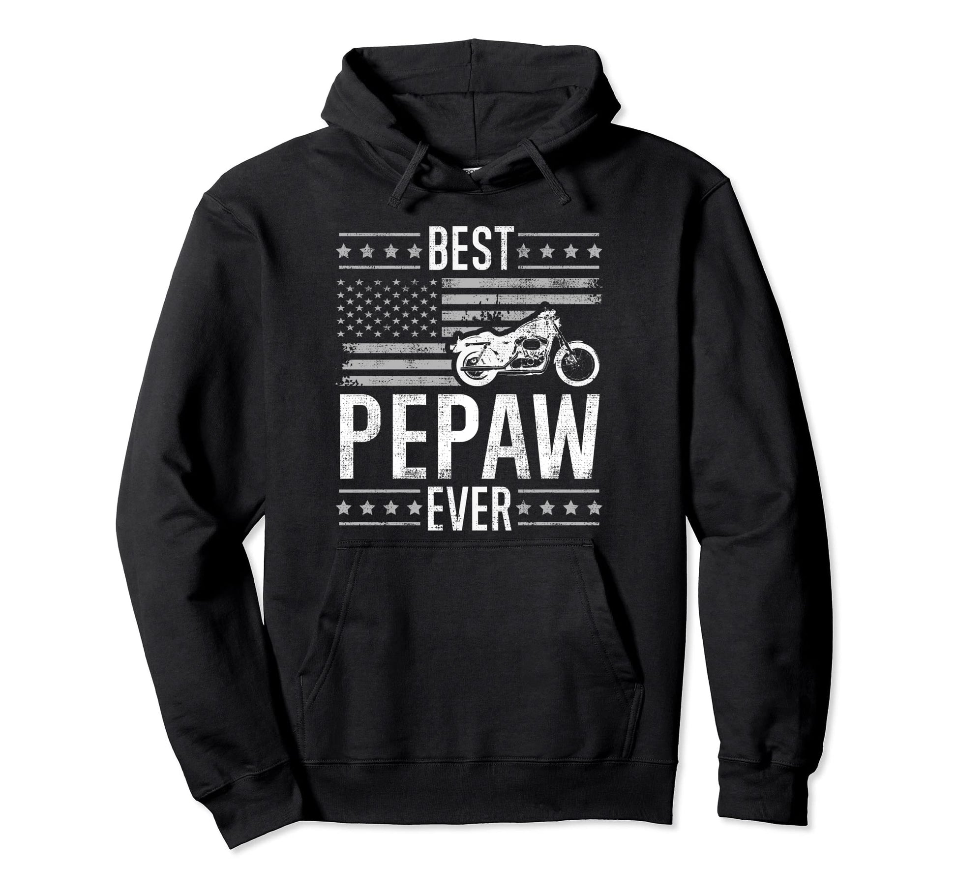 Best Pepaw Ever Motorcycle American Flag Hoodie - Graphic Print for Adults - T-Shirt, Sweatshirt, Hoodie