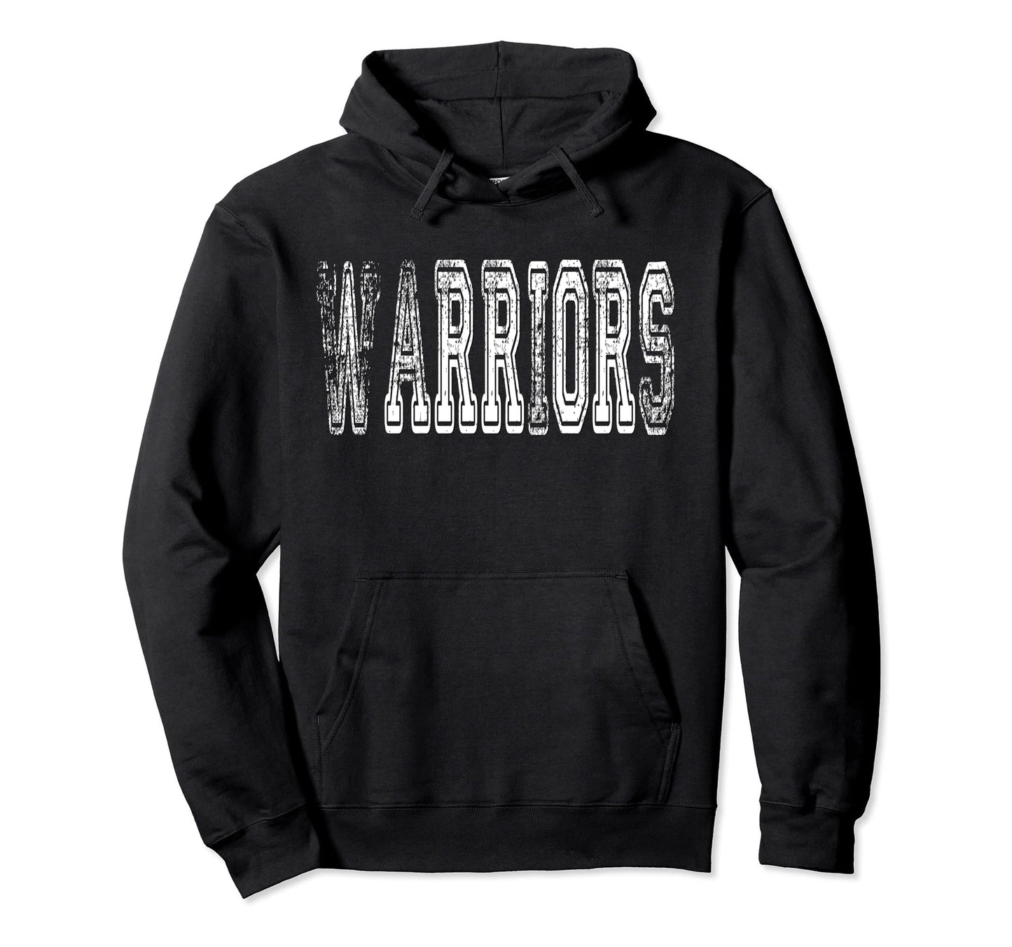 Warriors Mascot Distressed School Hoodie - Minimalist Print for Adults - T-Shirt, Sweatshirt, Hoodie