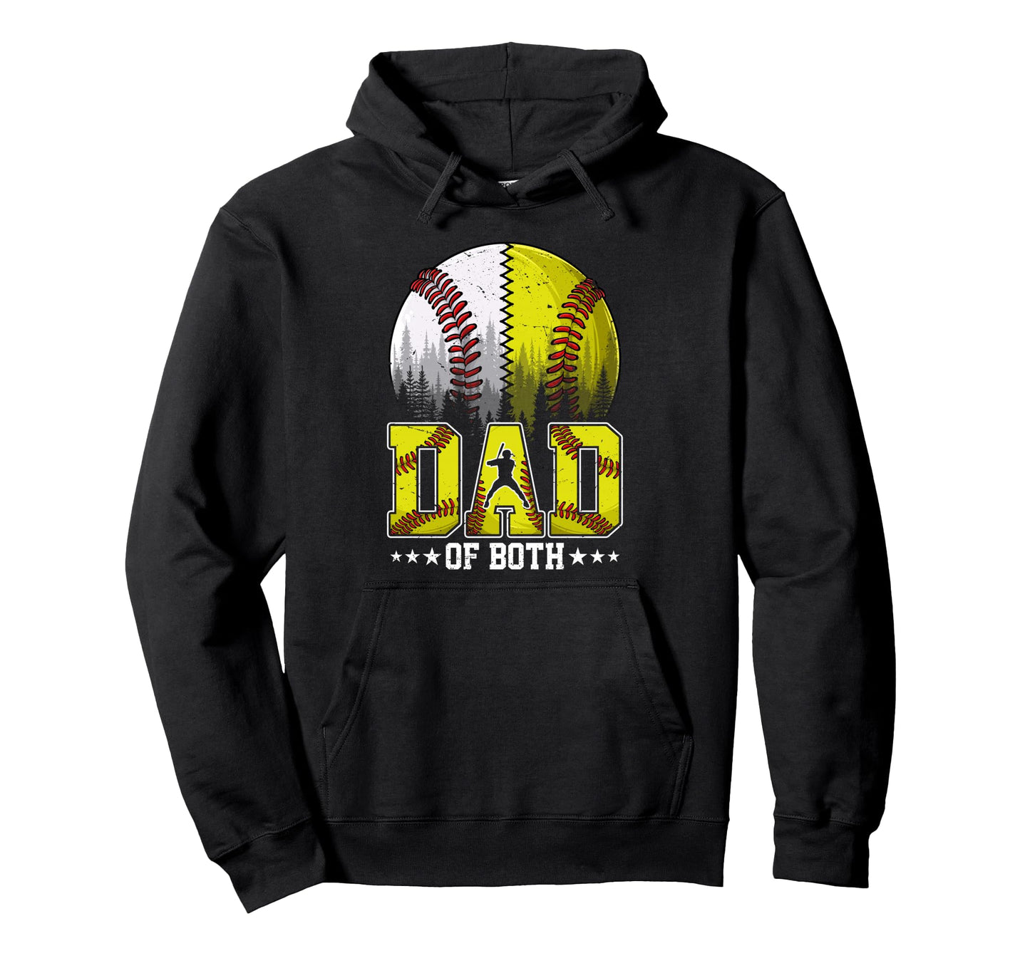 Dad Both Baseball Softball Fathers Hoodie - Aesthetic Graphic Men Women - T-Shirt, Sweatshirt, Hoodie