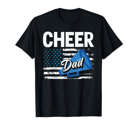 Cheer Dad Cheerleading American Flag T-Shirt - Unique Graphic Unisex - T-Shirt, Sweatshirt, Hoodie