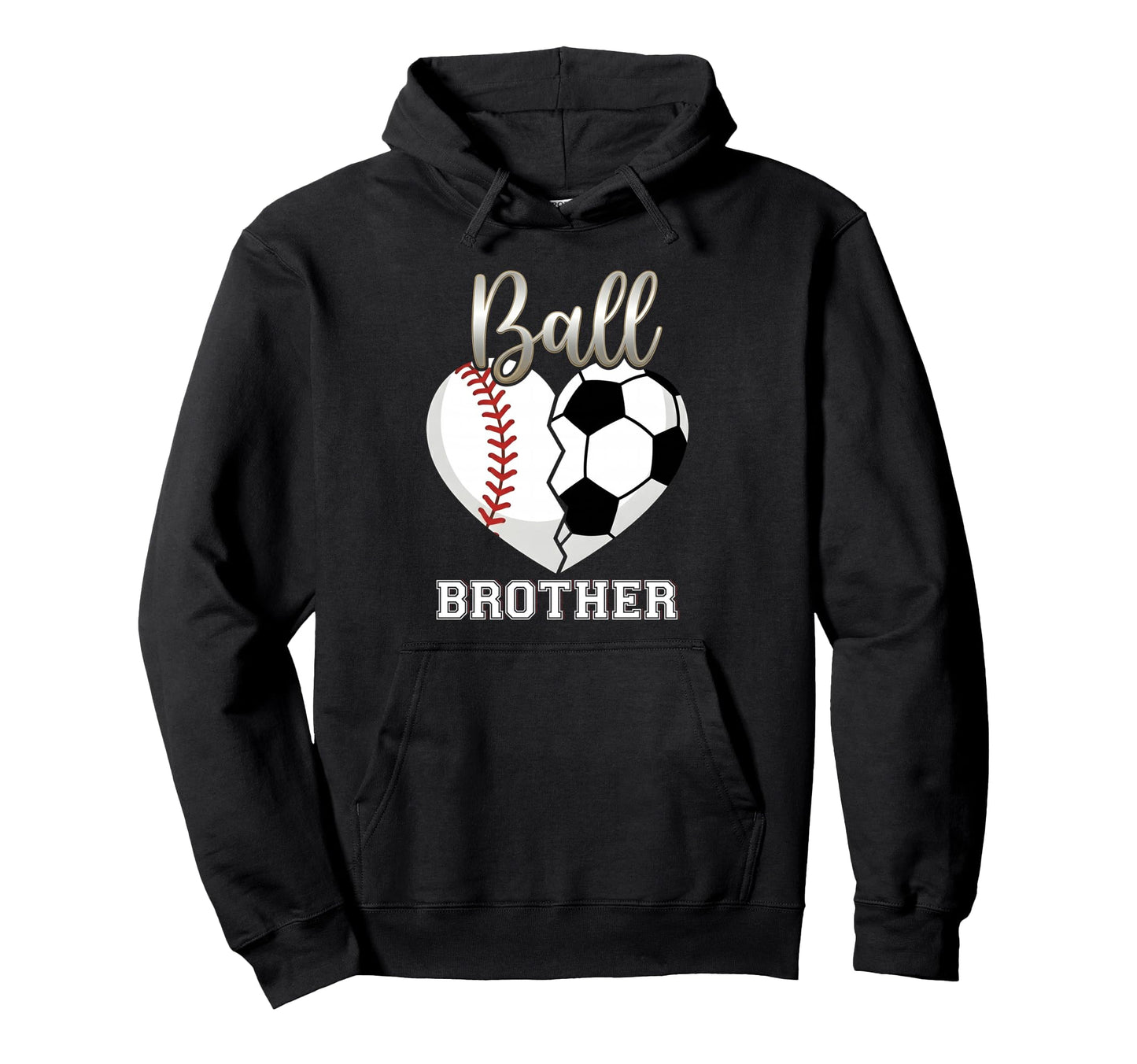 Ball Brother Baseball Soccer Heart Hoodie - Aesthetic Graphic for Adults - T-Shirt, Sweatshirt, Hoodie