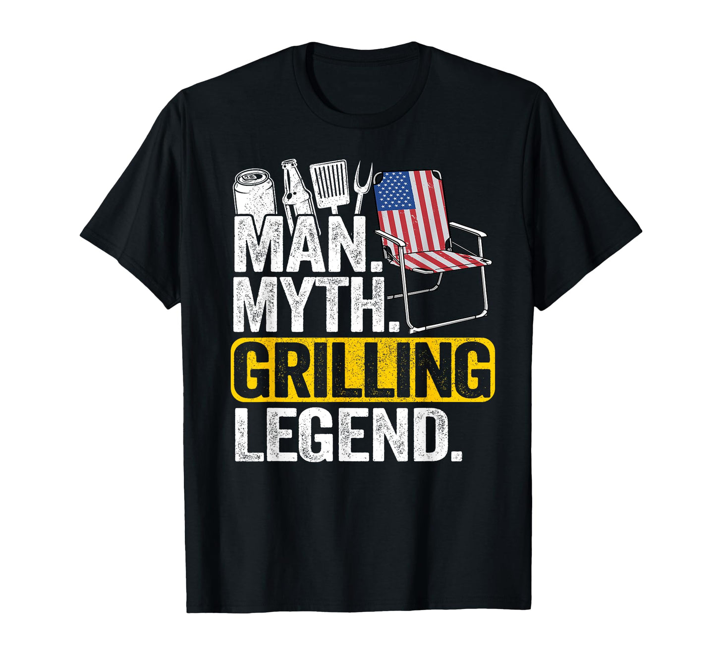 Myth Grilling Legend American Flag T-Shirt - Casual Everyday Wear Unisex - T-Shirt, Sweatshirt, Hoodie