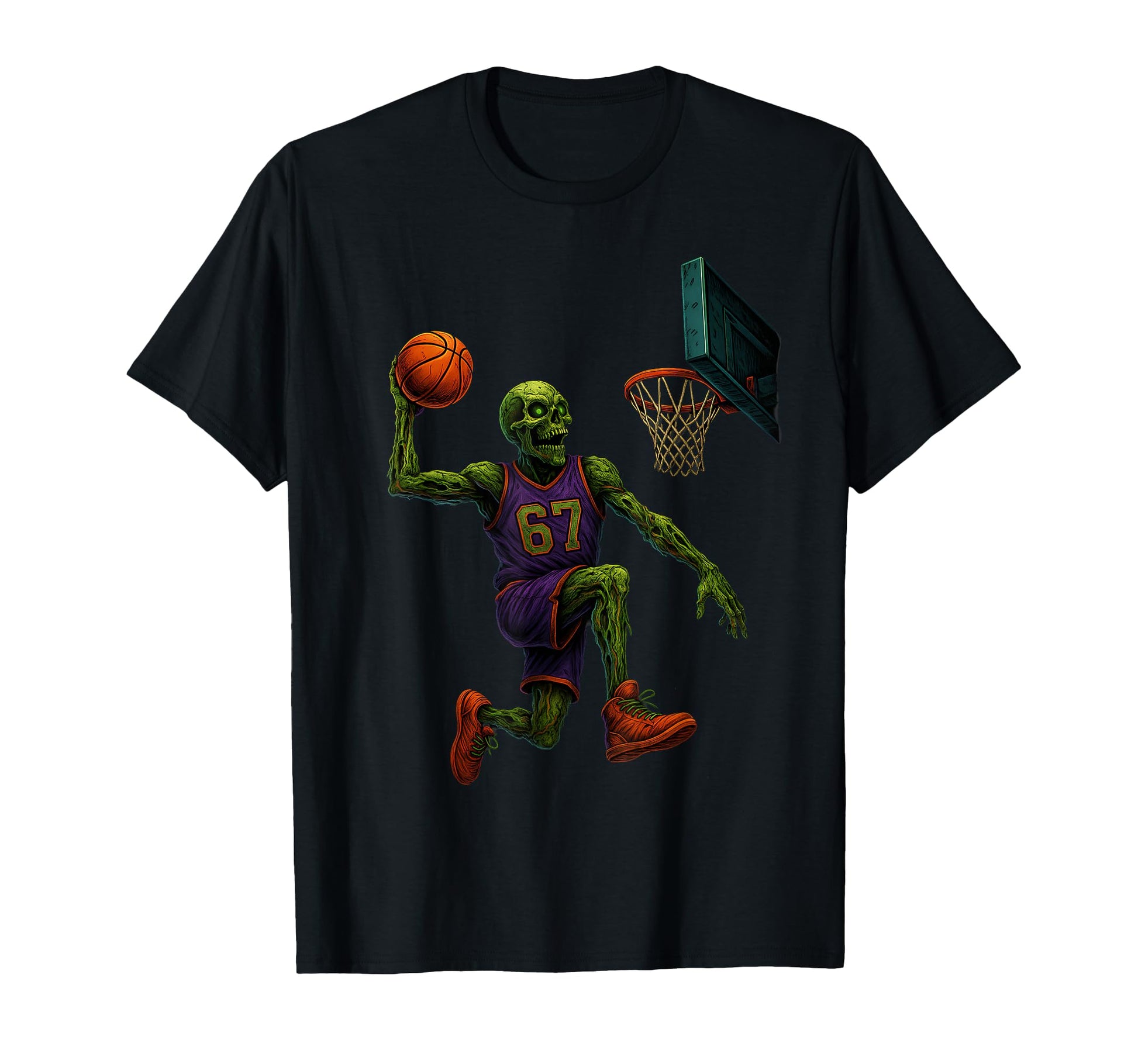 Six Seven 6 7 Halloween Zombie Basketball T-Shirt - Graphic Print Unisex - T-Shirt, Sweatshirt, Hoodie