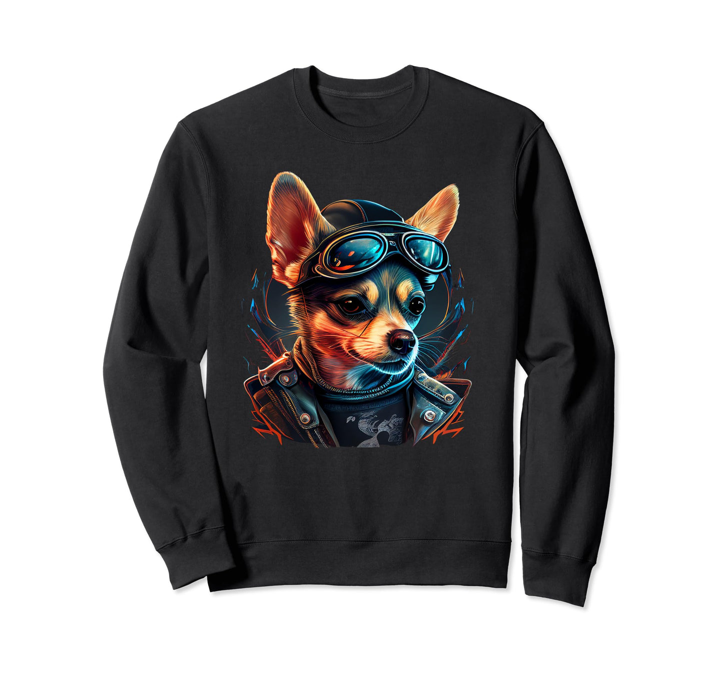 Chihuahua Biker Motorcyle Riding Sweatshirt - Streetwear Style Men Women - T-Shirt, Sweatshirt, Hoodie