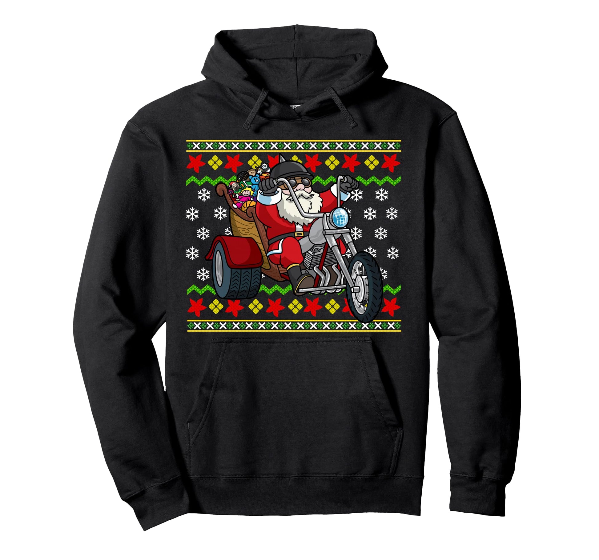 Santa Claus Biker Motorcycle Motorcycles Hoodie - Novelty Apparel Unisex - T-Shirt, Sweatshirt, Hoodie