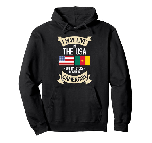Cameroon American Flag Usa Hoodie - Casual Everyday Wear Unisex - T-Shirt, Sweatshirt, Hoodie