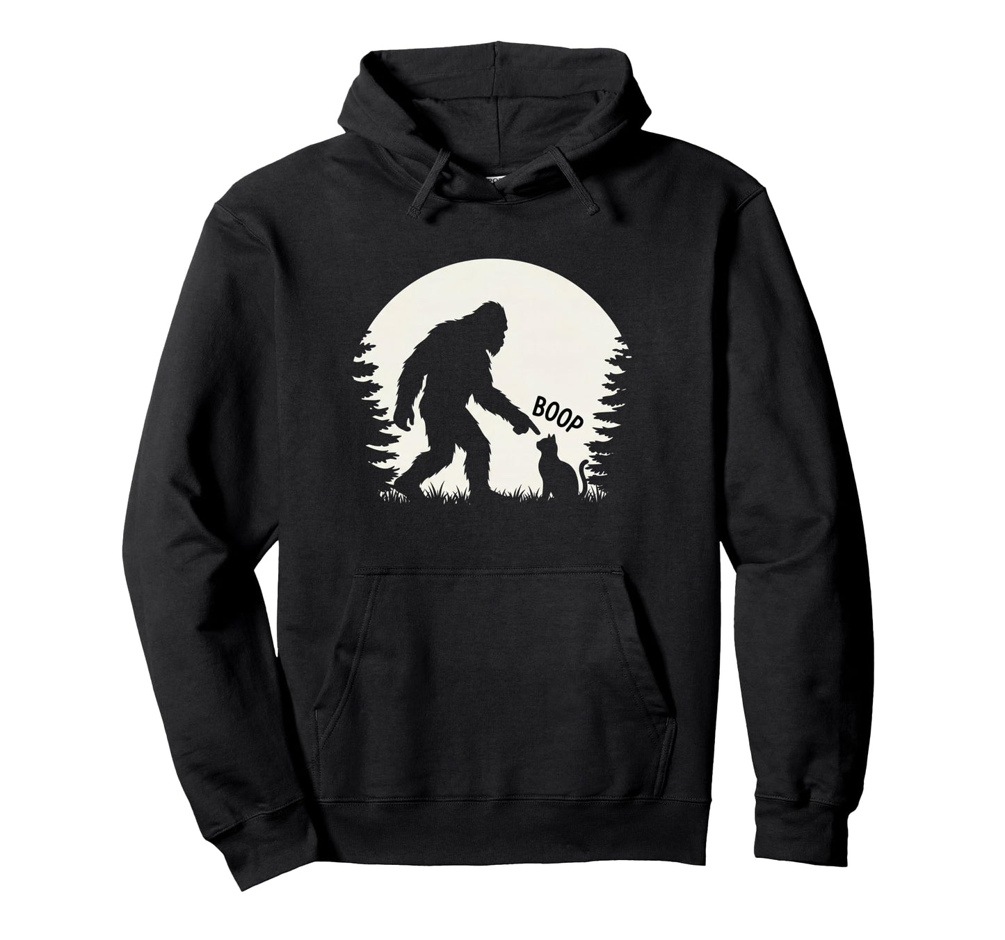 Funny Bigfoot Booping Cat Silhouette Hoodie - Minimalist Print Men Women - T-Shirt, Sweatshirt, Hoodie