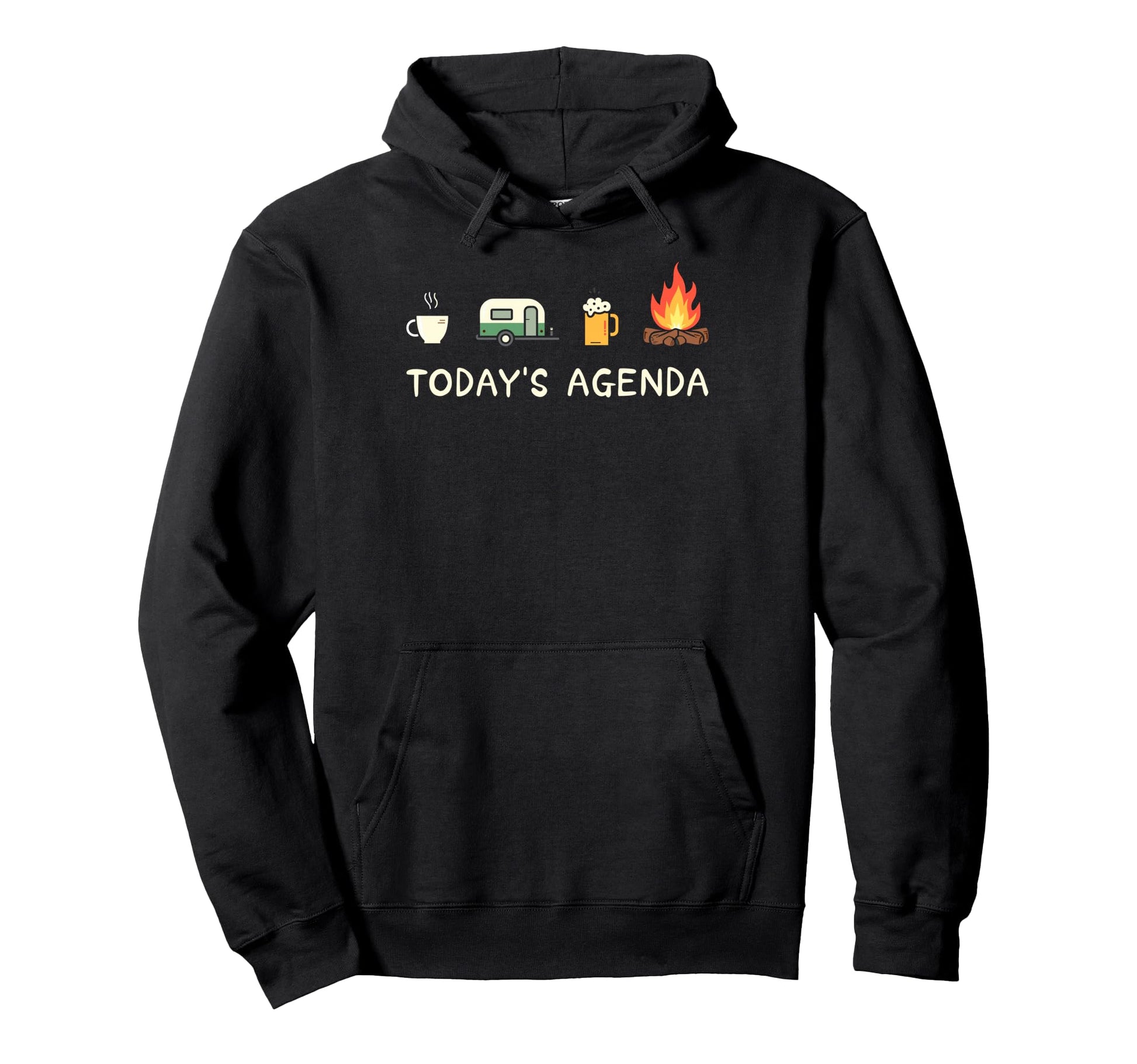 Todays Agenda Coffee Campfire Beer Lover Hoodie - Trendy Graphic Unisex - T-Shirt, Sweatshirt, Hoodie