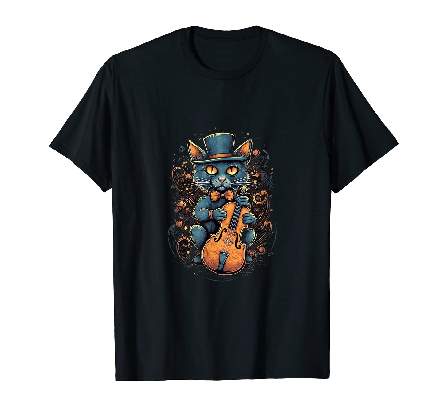 Cat Violin Player Violinist Kitten Music T-Shirt - Graphic Print Men Women - T-Shirt, Sweatshirt, Hoodie