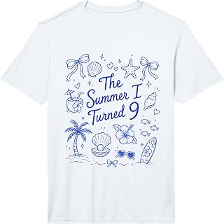 The Summer I Turned 9 Tropical Beach Birthday Performance T-Shirt Unisex T-shirt, Sweatshirt, Hoodie, Long Sleeve Tee - T-Shirt, Sweatshirt, Hoodie