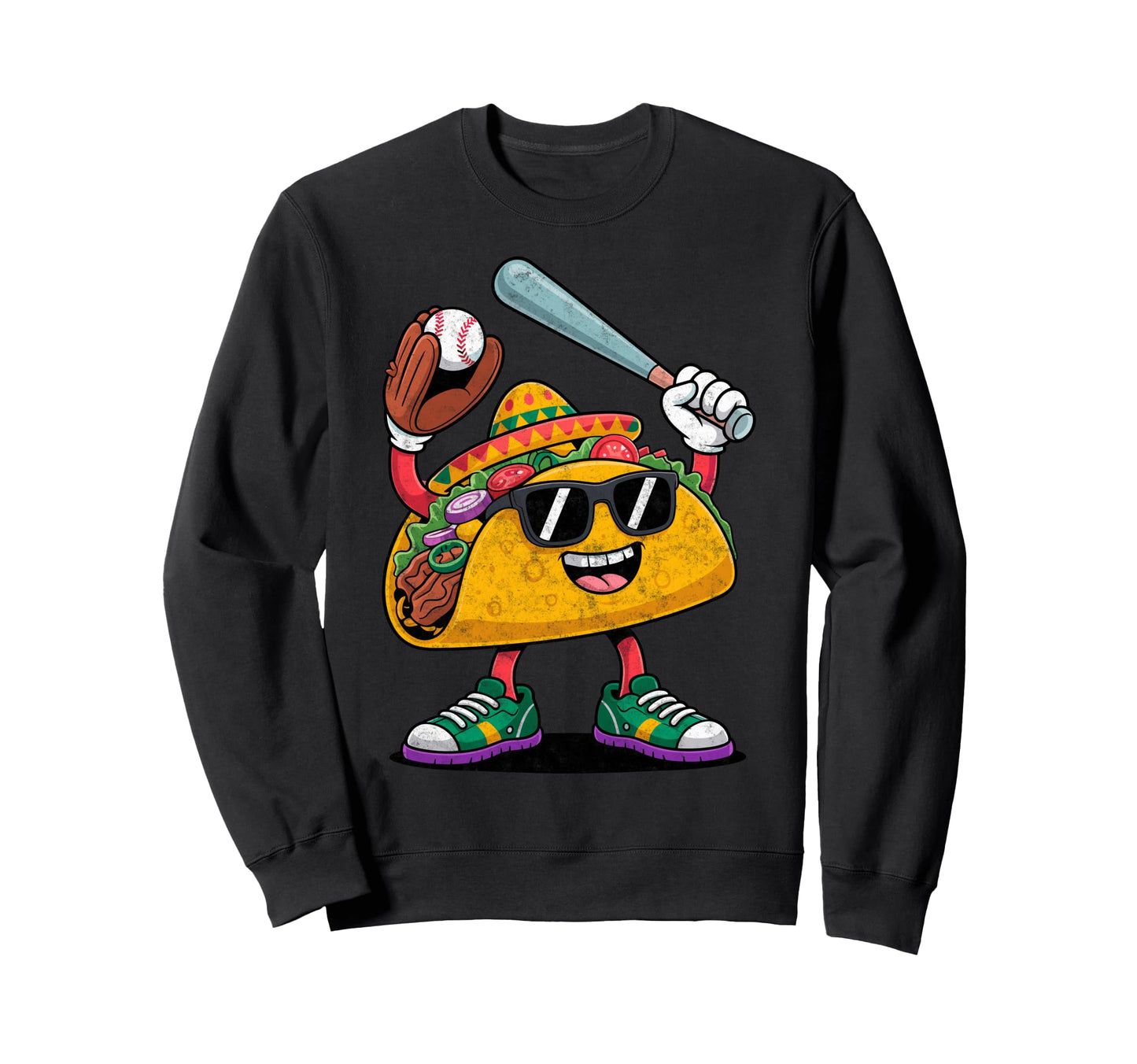 Funny Taco Baseball Player Coach Dad Sweatshirt - Aesthetic Graphic Unisex - T-Shirt, Sweatshirt, Hoodie
