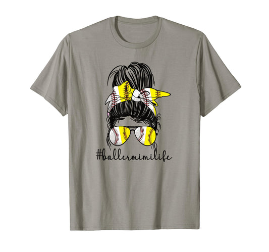 Baller Mimi Life Softball Baseball Mimi T-Shirt - Aesthetic Graphic Unisex - T-Shirt, Sweatshirt, Hoodie