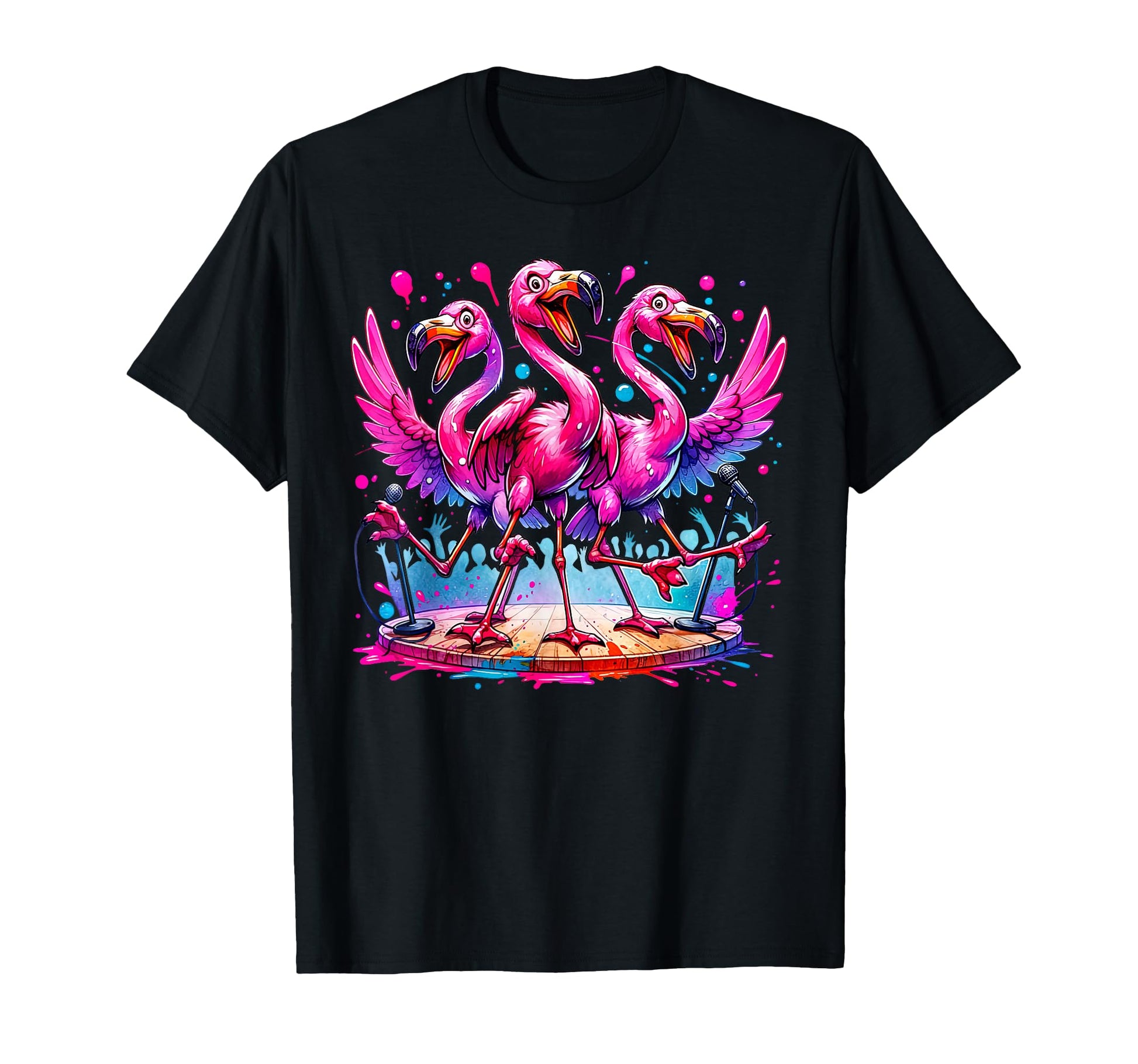 Funny Flamingo Music Band Colorful T-Shirt - Casual Everyday Wear Unisex - T-Shirt, Sweatshirt, Hoodie