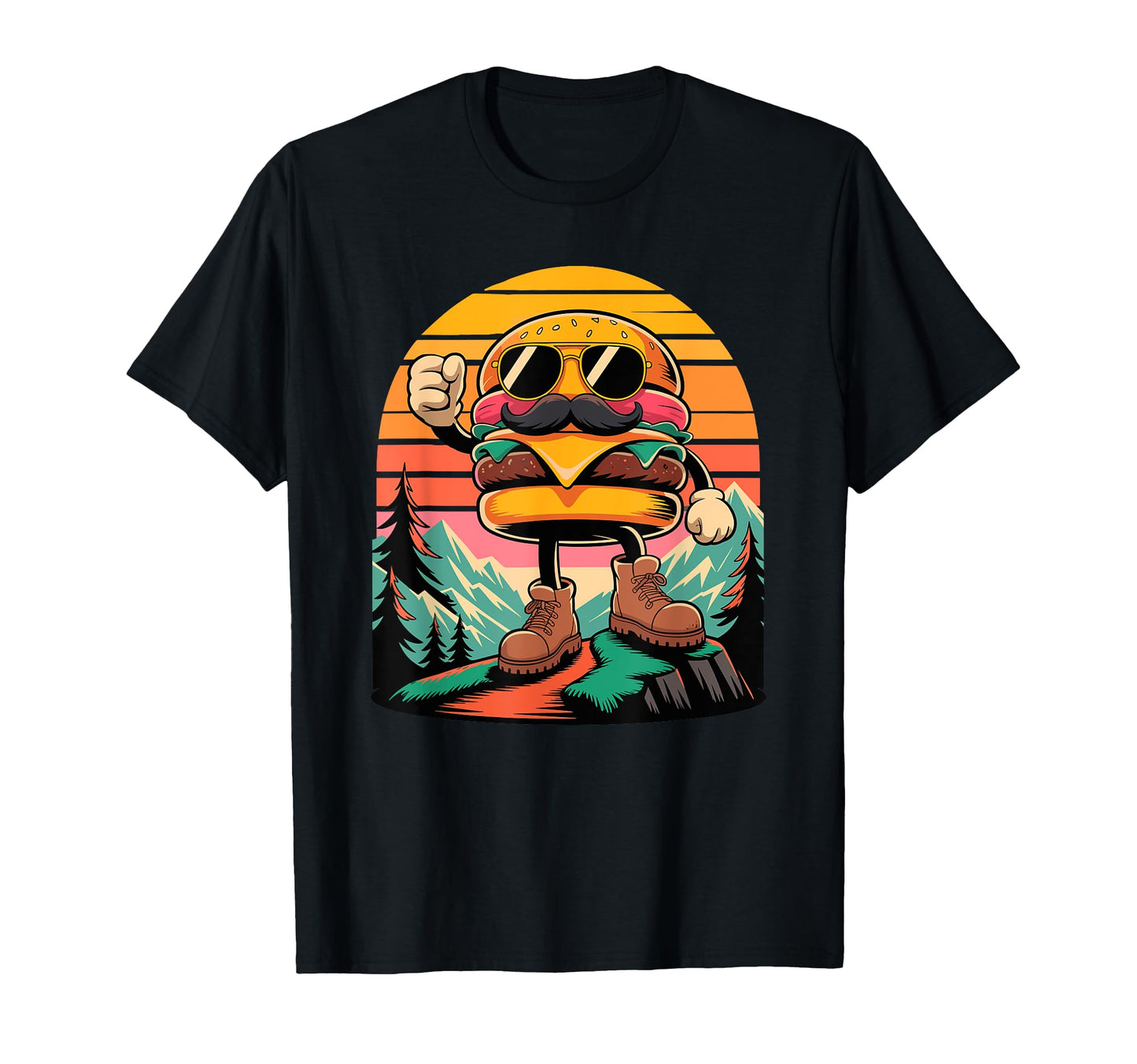 Hiker Cheeseburger Dad Sunglasses Burger T-Shirt - Unique Graphic Unisex - T-Shirt, Sweatshirt, Hoodie