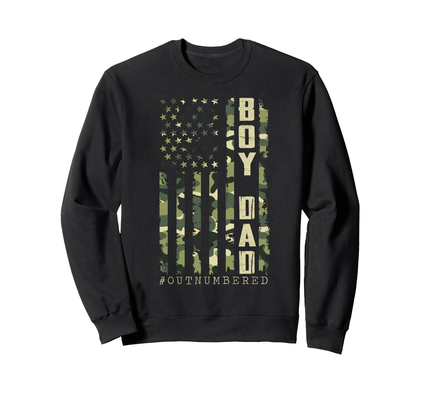 Dad Outnumbered Camo Us Flag Fathers Sweatshirt - Aesthetic Graphic Unisex - T-Shirt, Sweatshirt, Hoodie