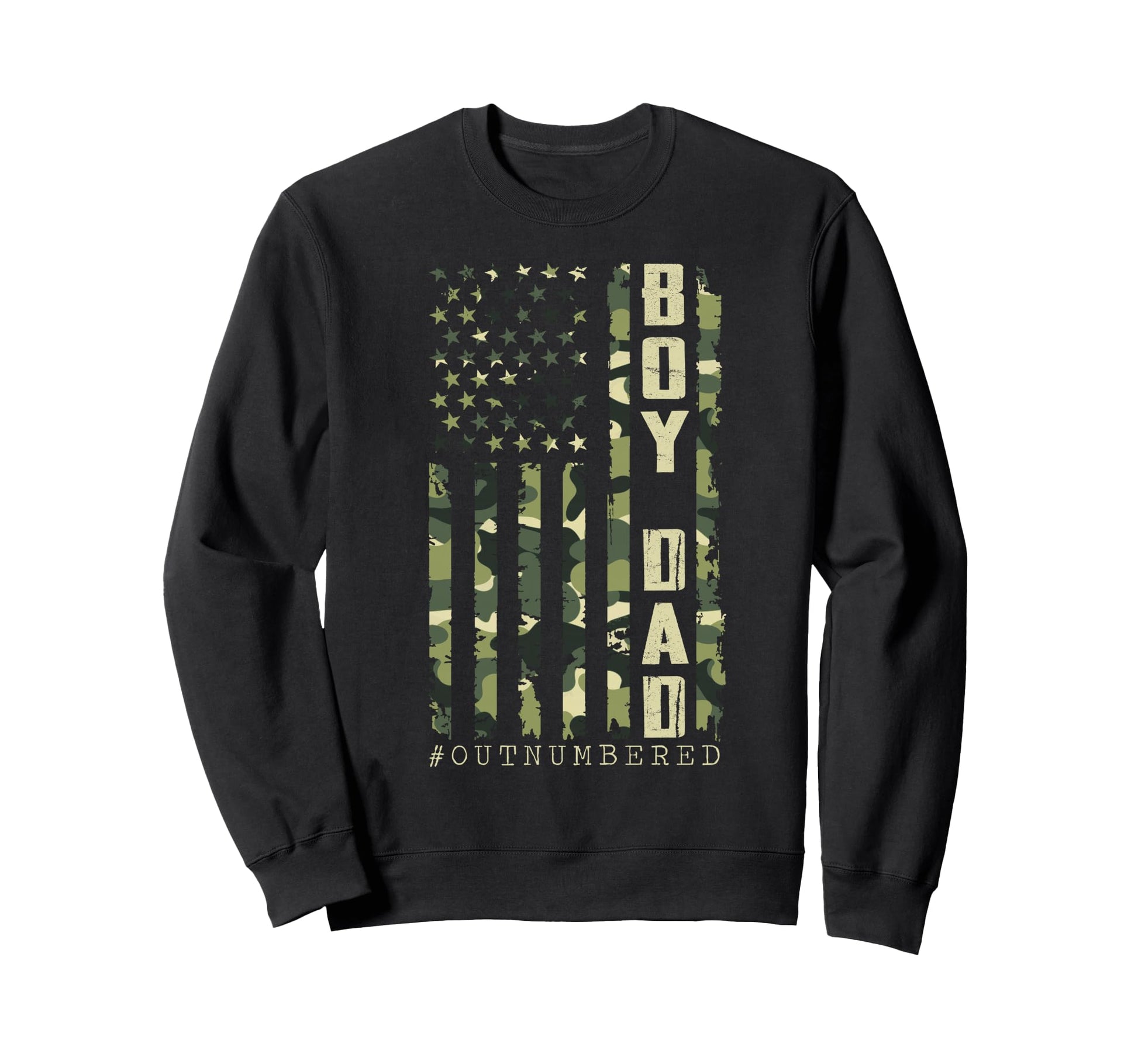 Dad Outnumbered Camo Us Flag Fathers Sweatshirt - Aesthetic Graphic Unisex - T-Shirt, Sweatshirt, Hoodie
