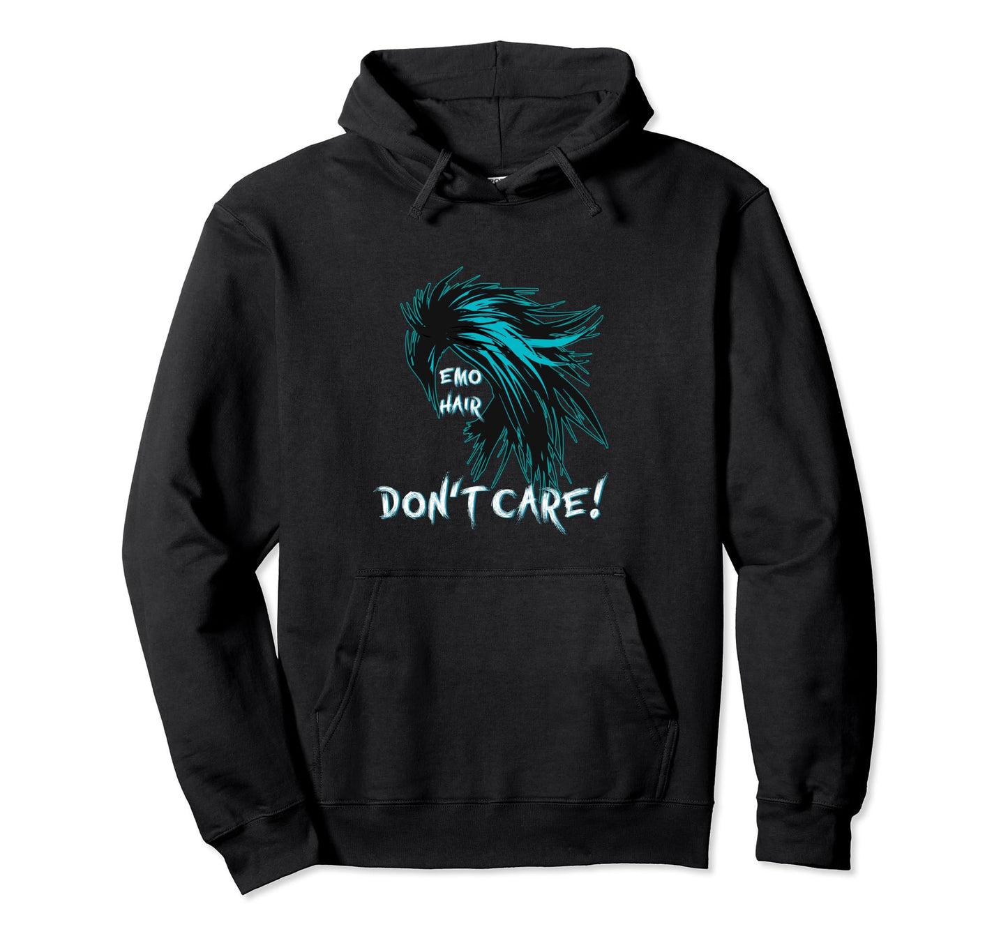 1990S 2000S Pop Emo Hair Dont Care Teal Hoodie - Custom Art Print Unisex - T-Shirt, Sweatshirt, Hoodie