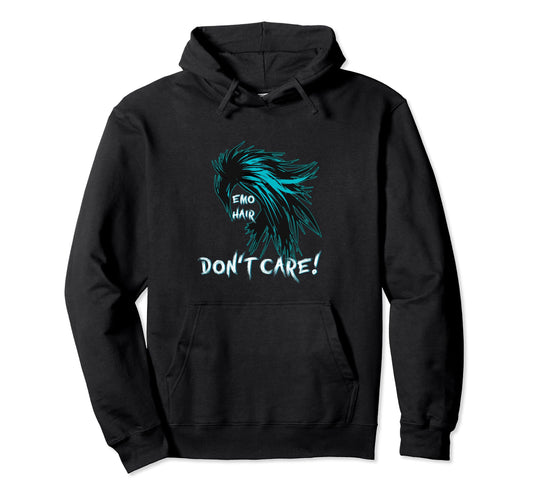 1990S 2000S Pop Emo Hair Dont Care Teal Hoodie - Custom Art Print Unisex - T-Shirt, Sweatshirt, Hoodie