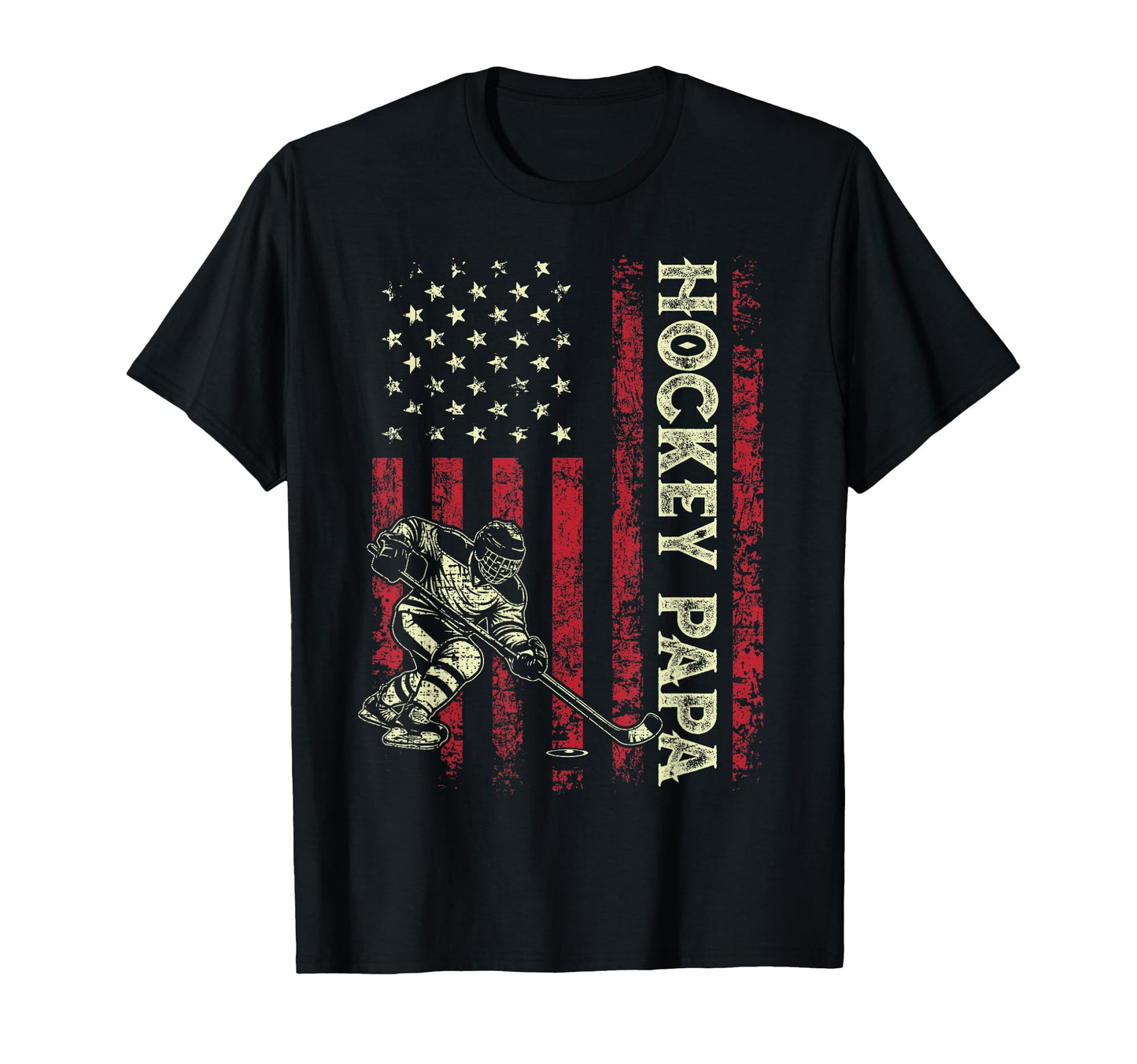 Hockey Papa American Us Flag Patriotic T-Shirt - Streetwear Style Unisex - T-Shirt, Sweatshirt, Hoodie