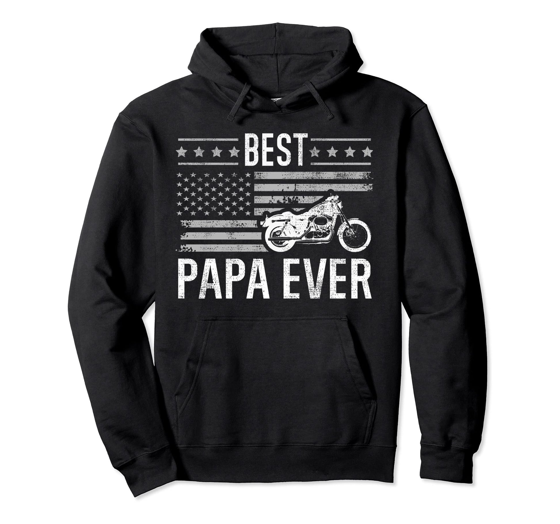 Best Papa Ever Motorcycle American Hoodie - Minimalist Print for Adults - T-Shirt, Sweatshirt, Hoodie