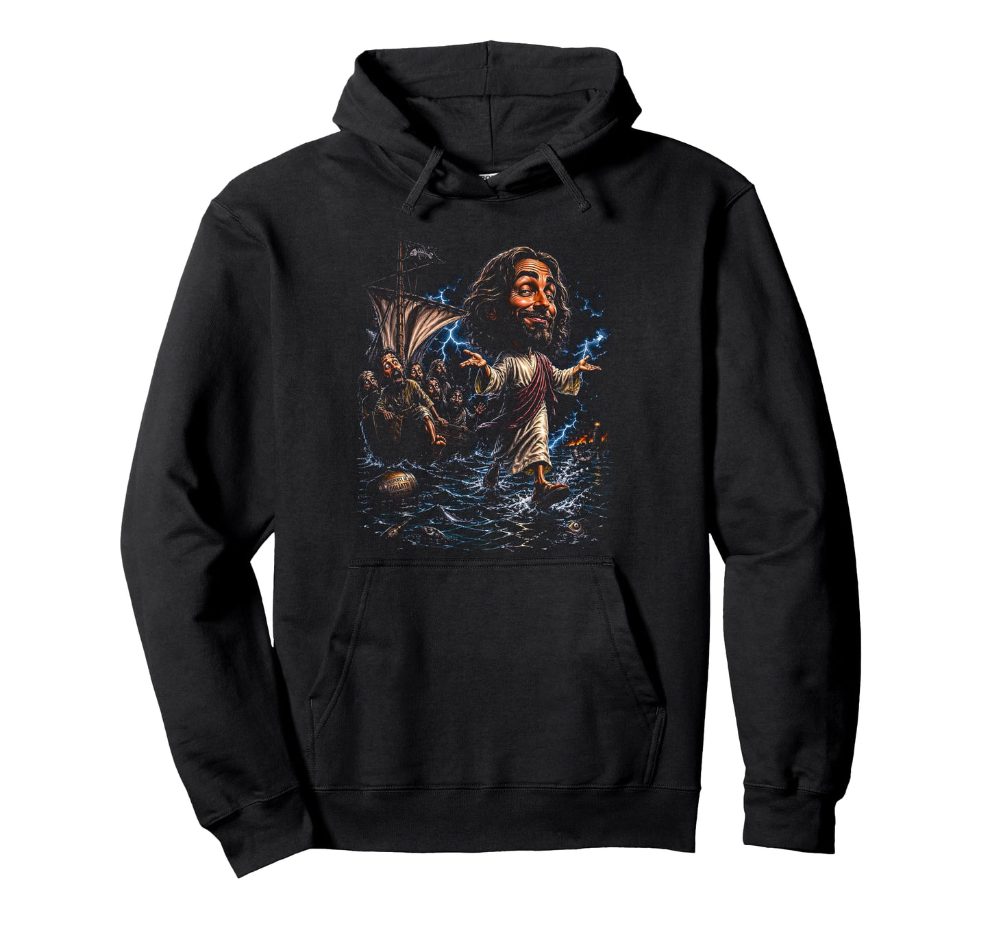 80S Jesus Walk Water Streetwear Hoodie - Unique Graphic for Adults - T-Shirt, Sweatshirt, Hoodie