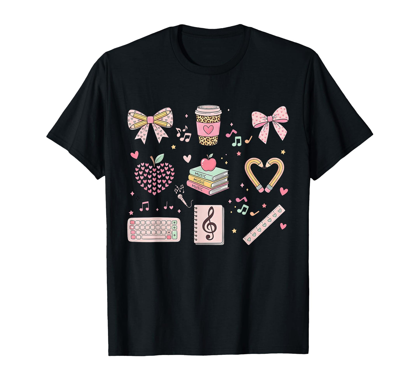 Music Teacher Valentine Coquette Bow T-Shirt - Trendy Graphic for Adults - T-Shirt, Sweatshirt, Hoodie