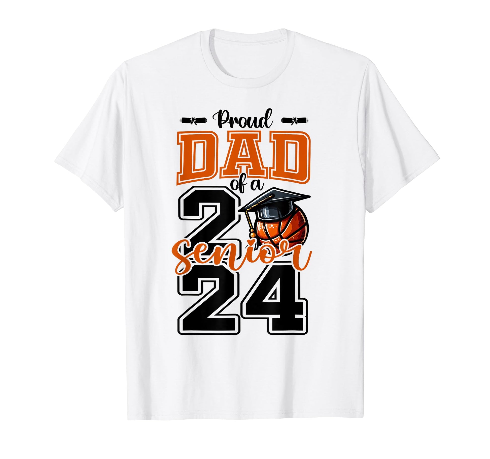Proud Dad 2024 Basketball Senior T-Shirt - Custom Art Print for Adults - T-Shirt, Sweatshirt, Hoodie