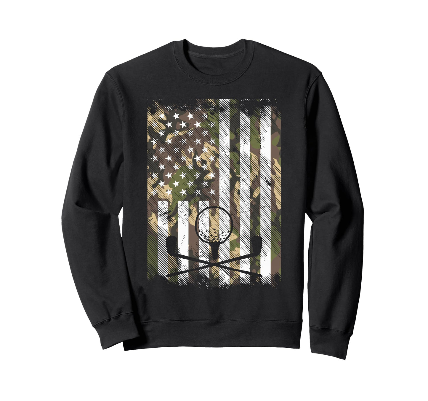Camo American Flag Golf Golfing Sweatshirt - Aesthetic Graphic for Adults - T-Shirt, Sweatshirt, Hoodie