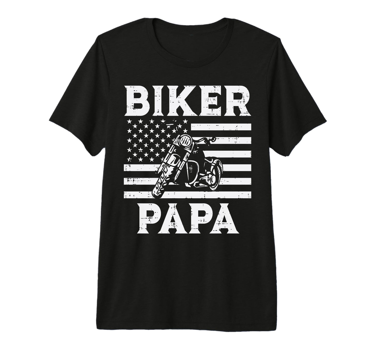 Biker Papa Us Flag Motorcycle Patriot T-Shirt - Minimalist Print Unisex - T-Shirt, Sweatshirt, Hoodie
