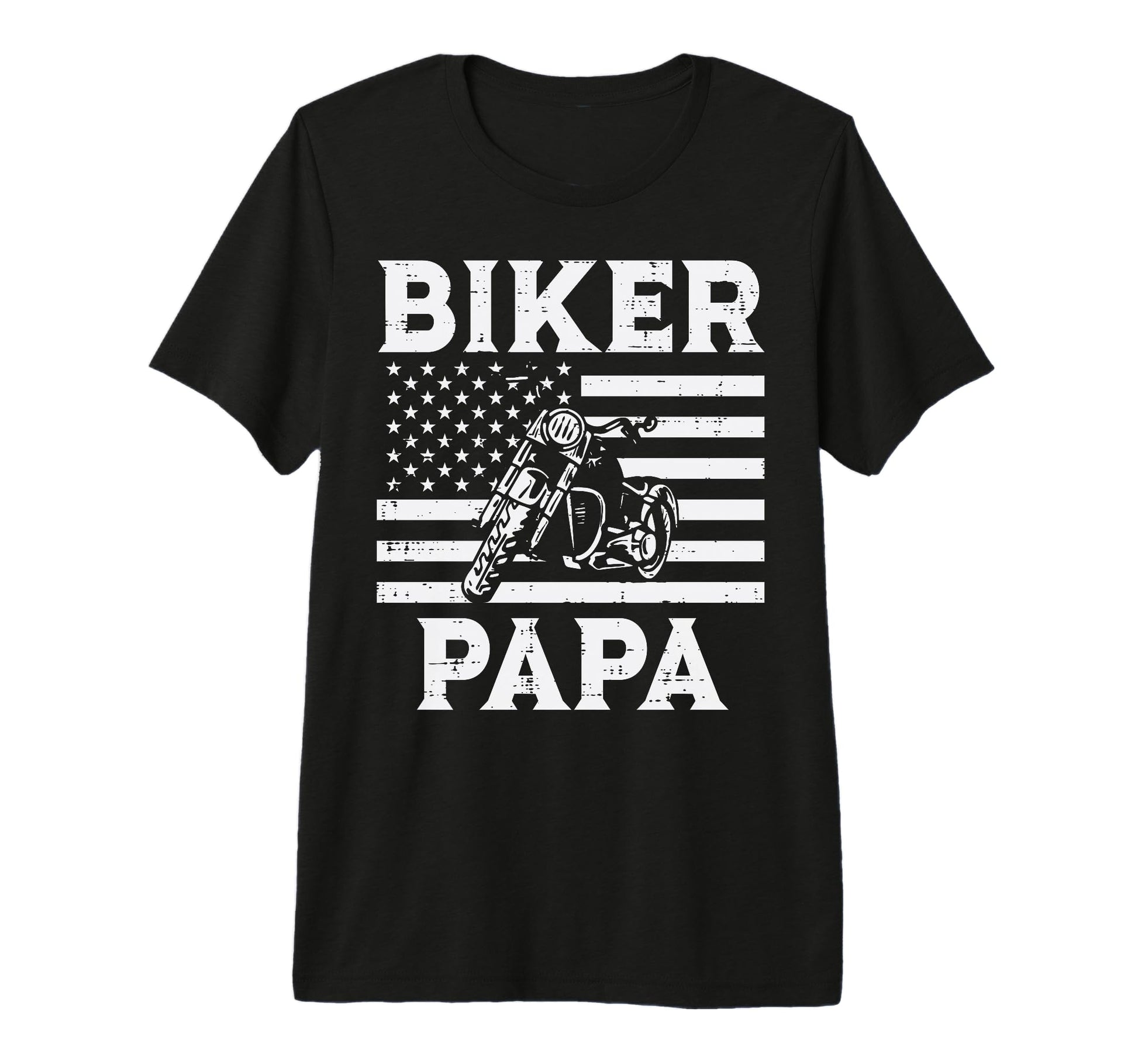 Biker Papa Us Flag Motorcycle Patriot T-Shirt - Minimalist Print Unisex - T-Shirt, Sweatshirt, Hoodie