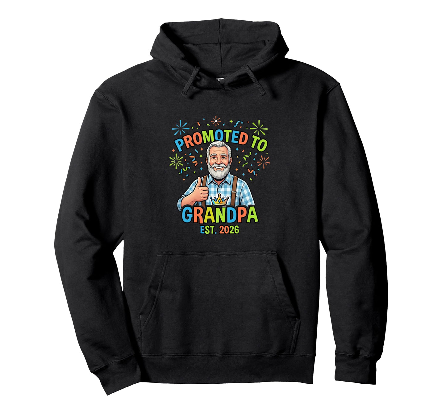 Promoted To Grandpa 2026 Funny Family Hoodie - Minimalist Print for Adults - T-Shirt, Sweatshirt, Hoodie