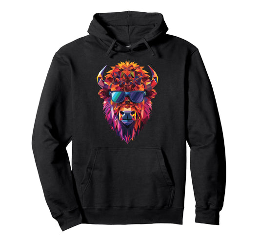 American Bison Dad Mom Sunglasses Hoodie - Casual Everyday Wear Unisex - T-Shirt, Sweatshirt, Hoodie