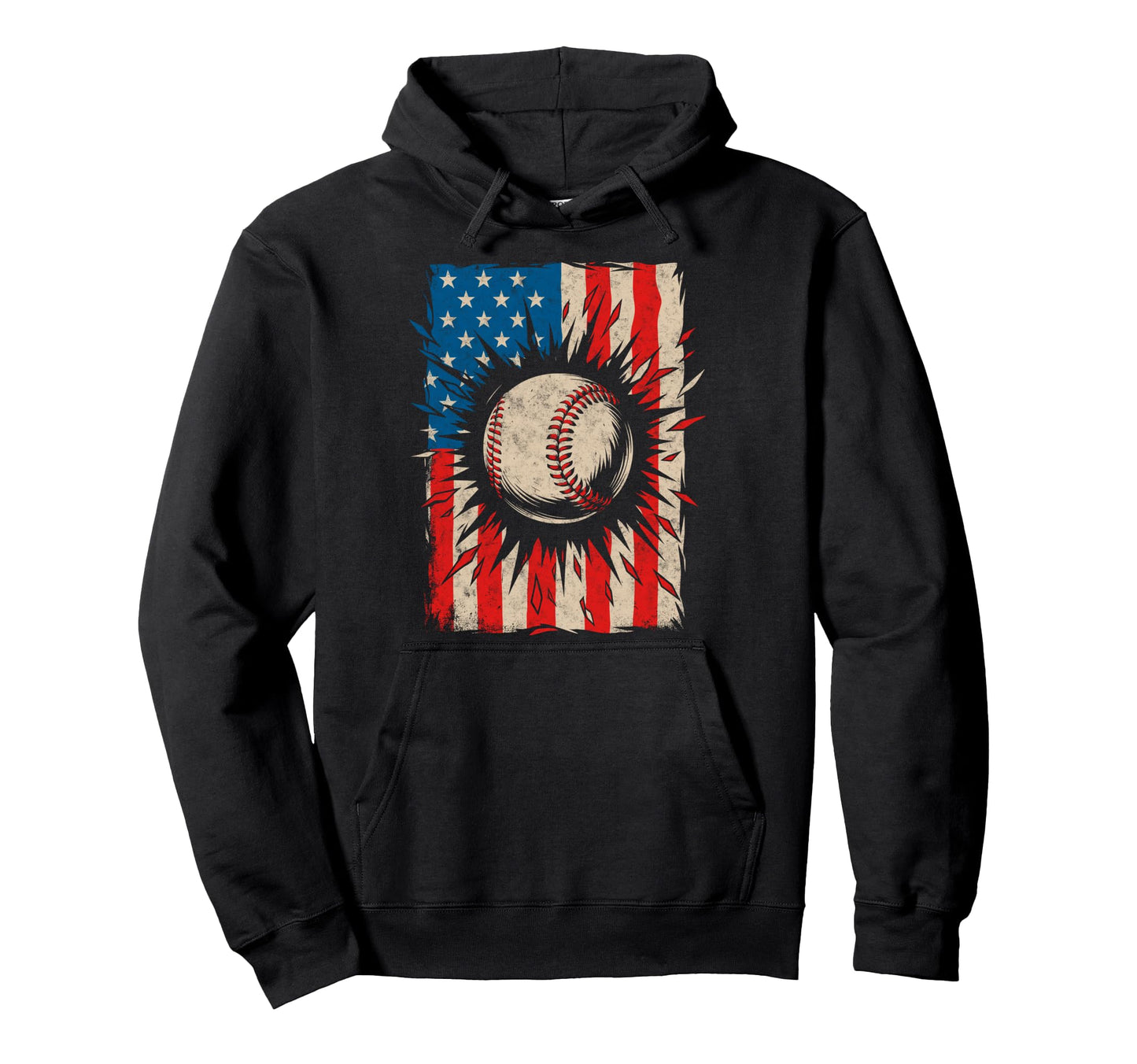 Baseball Us Flag Baseball Lover Dad Hoodie - Streetwear Style Unisex - T-Shirt, Sweatshirt, Hoodie