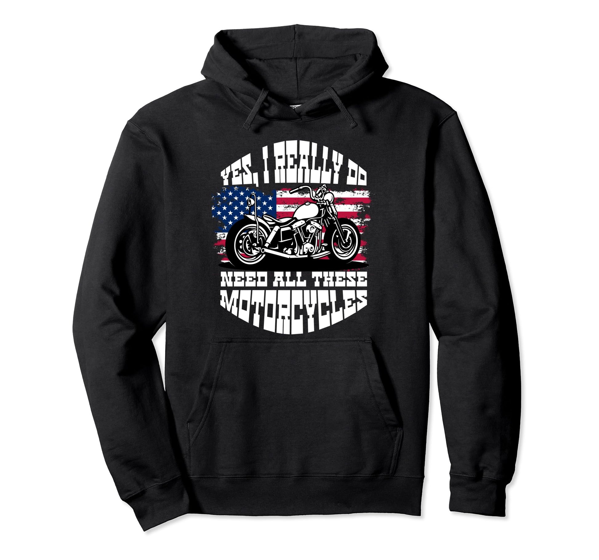 Us Flag Biker Dad Motorcycle Fathers Day Hoodie - Custom Art Print Unisex - T-Shirt, Sweatshirt, Hoodie