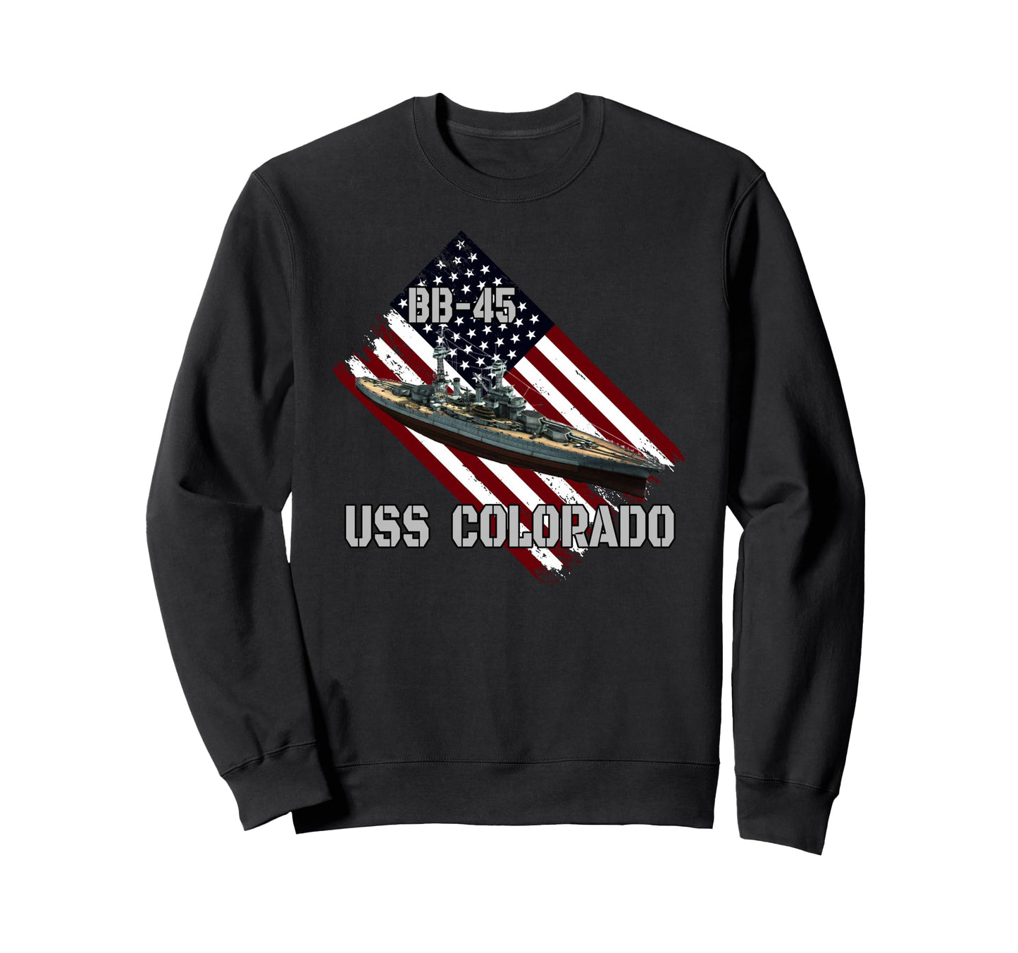 Battleship Uss Colorado Bb 45 Combat Sweatshirt - Unique Graphic Men Women - T-Shirt, Sweatshirt, Hoodie