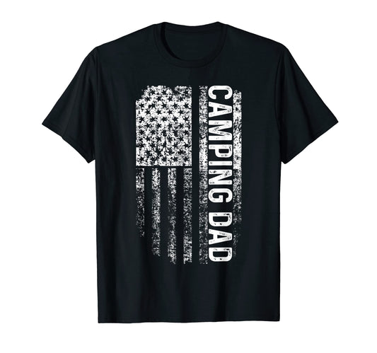 Camping Dad Usa Flag Camper Daddy Fathers T-Shirt - Trendy Graphic Unisex - T-Shirt, Sweatshirt, Hoodie