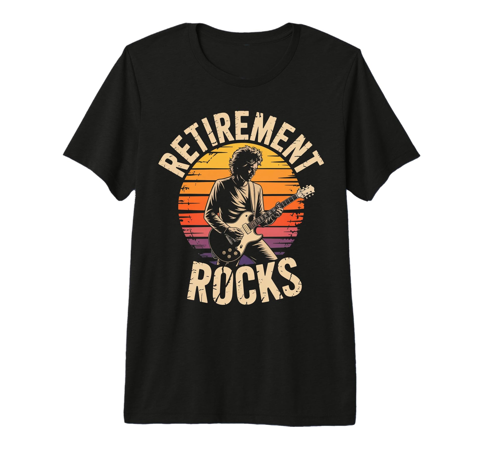 Retirement Rocks Acoustic Guitar Old T-Shirt - Unique Graphic Men Women - T-Shirt, Sweatshirt, Hoodie