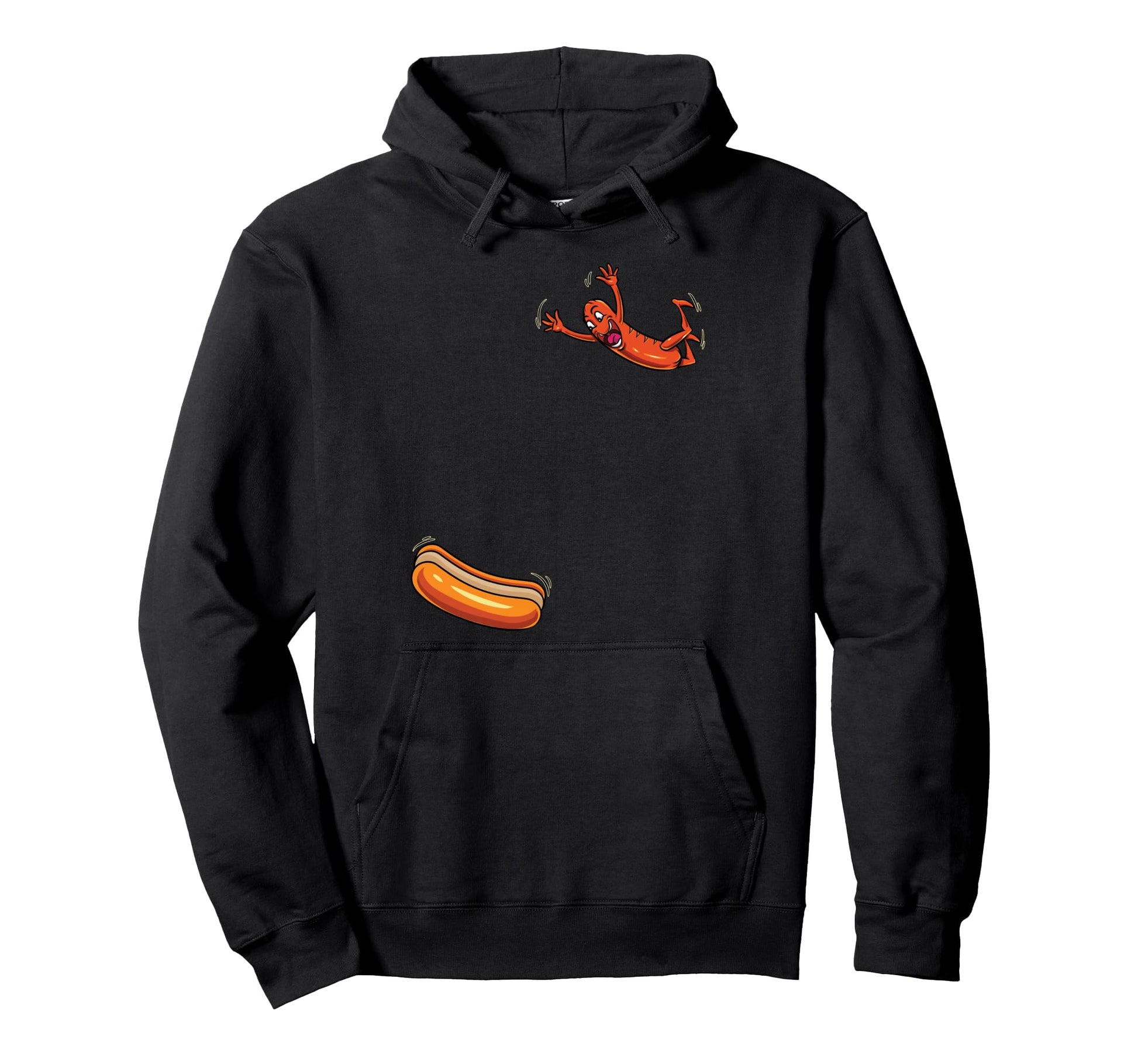 Funny Hotdog Jumping Into Bun Bbq Hoodie - Streetwear Style for Adults - T-Shirt, Sweatshirt, Hoodie
