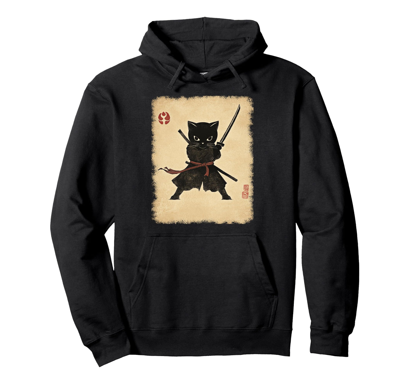 Japanese Samurai Kitten Kawaii Ninja Cat Hoodie - Novelty Apparel Unisex - T-Shirt, Sweatshirt, Hoodie