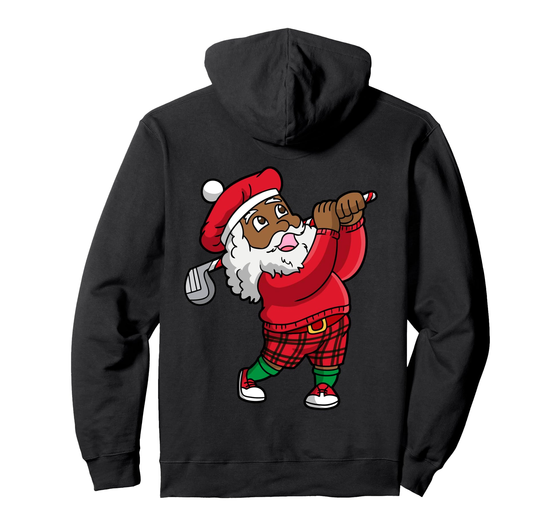 Golf Black African American Santa Claus Hoodie - Minimalist Print Unisex - T-Shirt, Sweatshirt, Hoodie