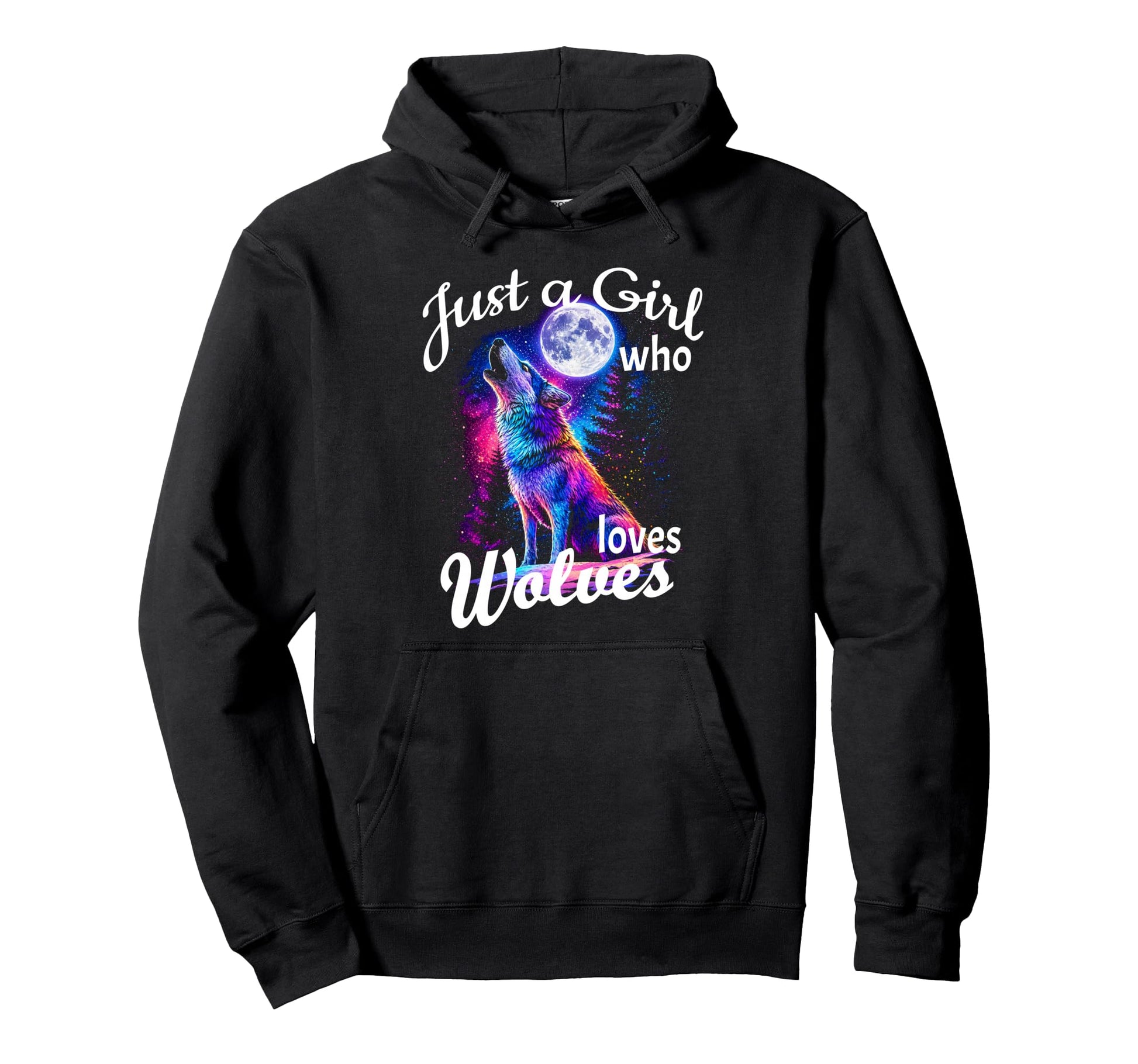 Just Who Loves Wolves Wolf Moon Hoodie - Custom Art Print Men Women - T-Shirt, Sweatshirt, Hoodie