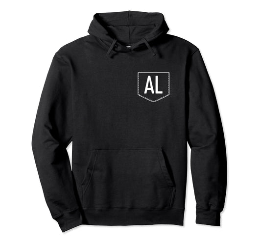 Al Monogram Initials White Pop Fake Hoodie - Novelty Apparel Men Women - T-Shirt, Sweatshirt, Hoodie