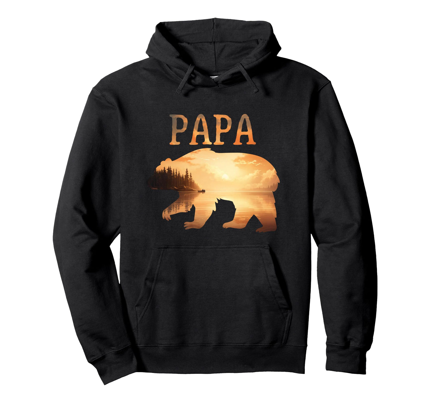 Papa Bear Sunset Lake Outdoors Camping Hoodie - Streetwear Style Unisex - T-Shirt, Sweatshirt, Hoodie