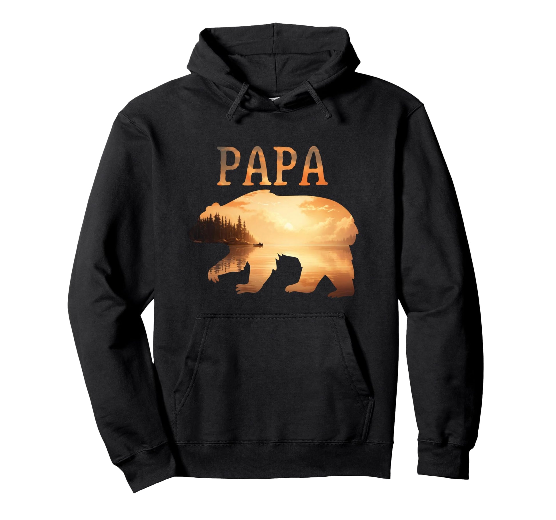 Papa Bear Sunset Lake Outdoors Camping Hoodie - Streetwear Style Unisex - T-Shirt, Sweatshirt, Hoodie