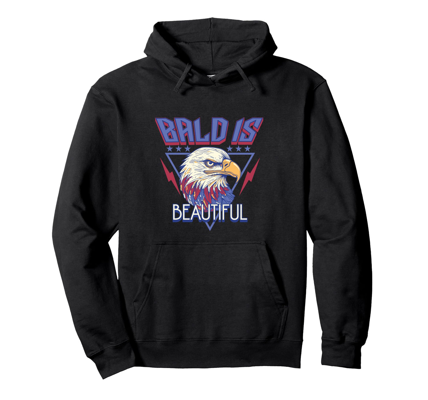 Bald Is Beautiful Funny Patriotic Hoodie - Casual Everyday Wear Men Women - T-Shirt, Sweatshirt, Hoodie