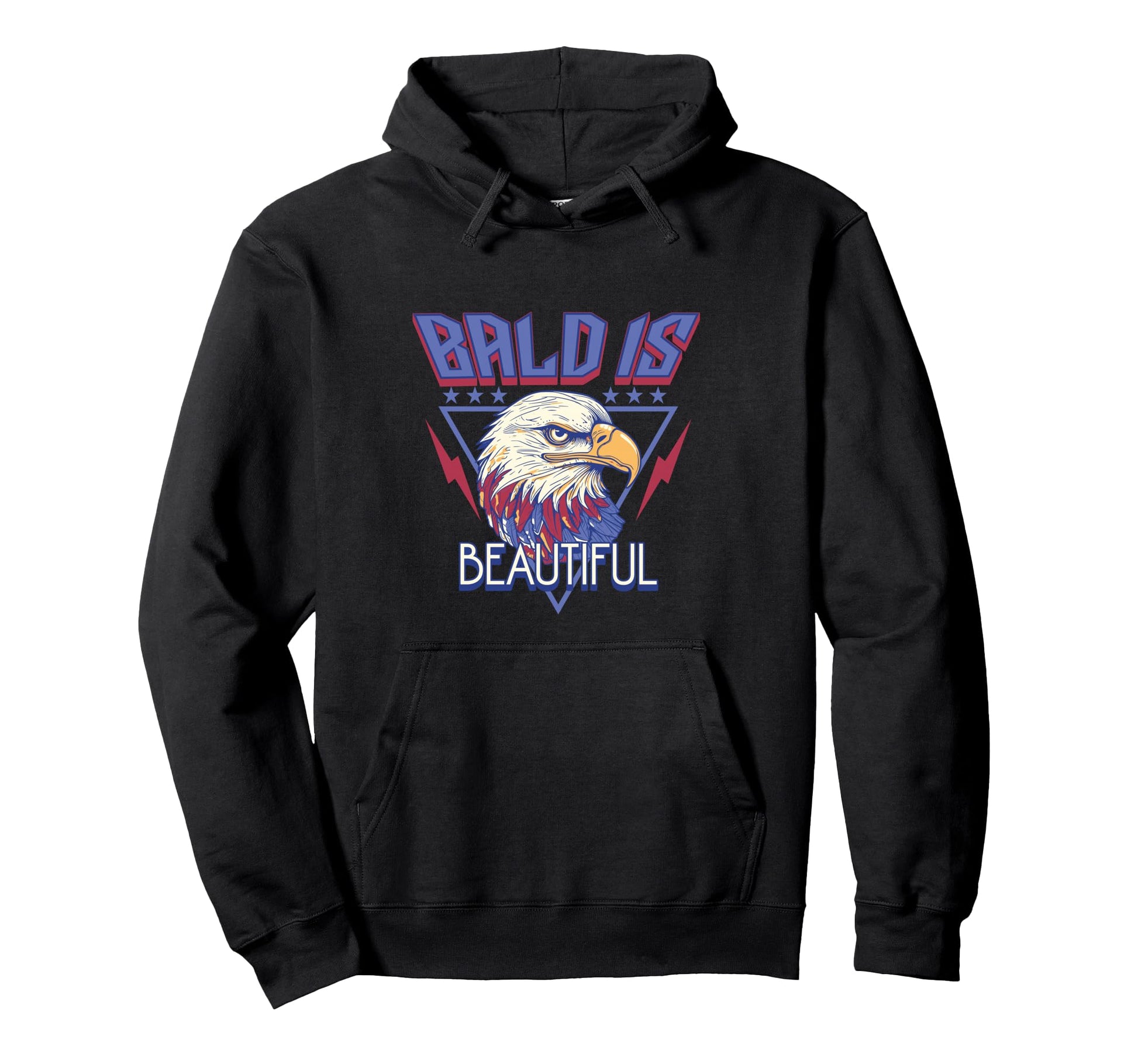 Bald Is Beautiful Funny Patriotic Hoodie - Casual Everyday Wear Men Women - T-Shirt, Sweatshirt, Hoodie
