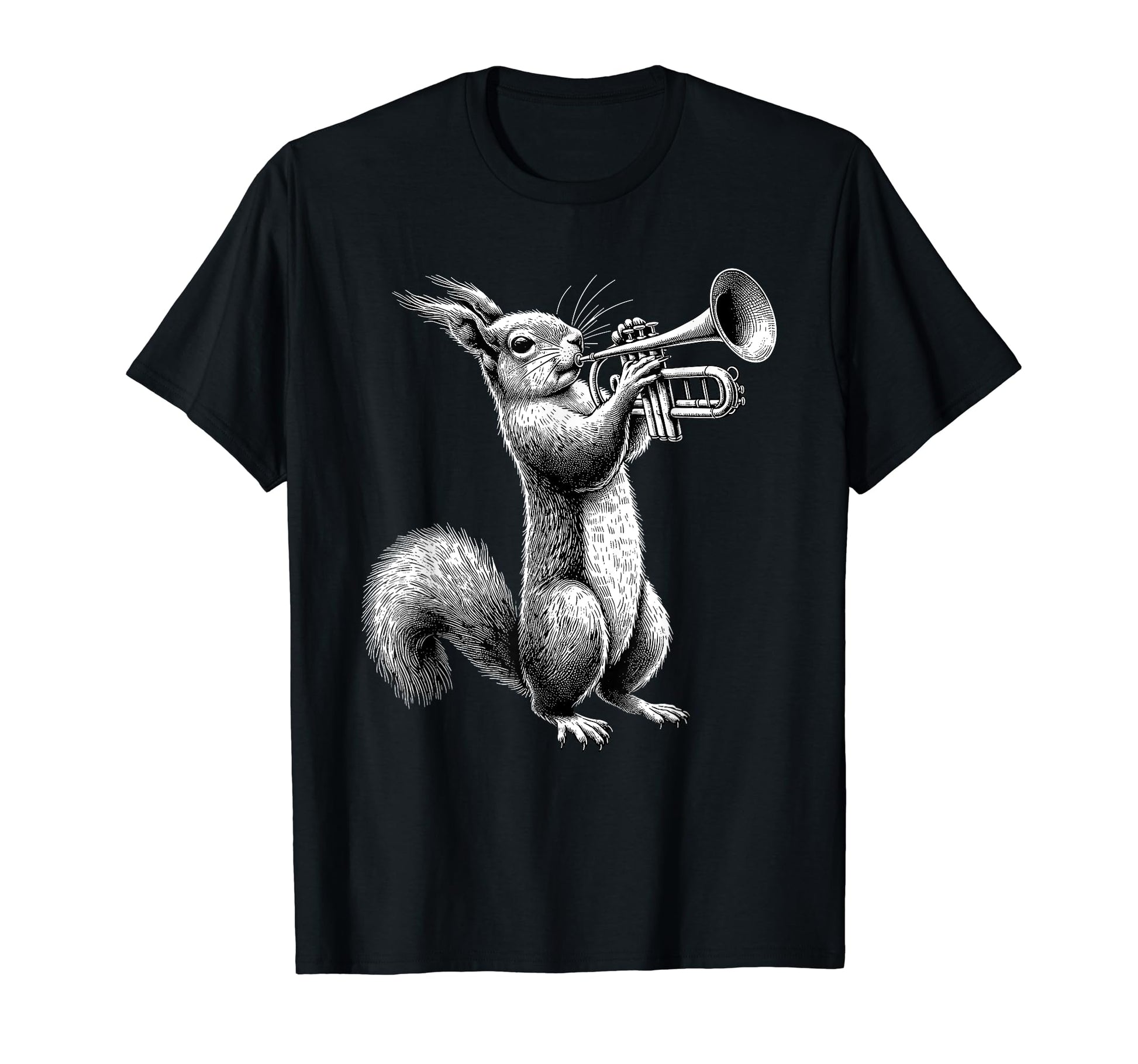 Squirrel Playing Trumpet Trumpeter T-Shirt - Unique Graphic for Adults - T-Shirt, Sweatshirt, Hoodie