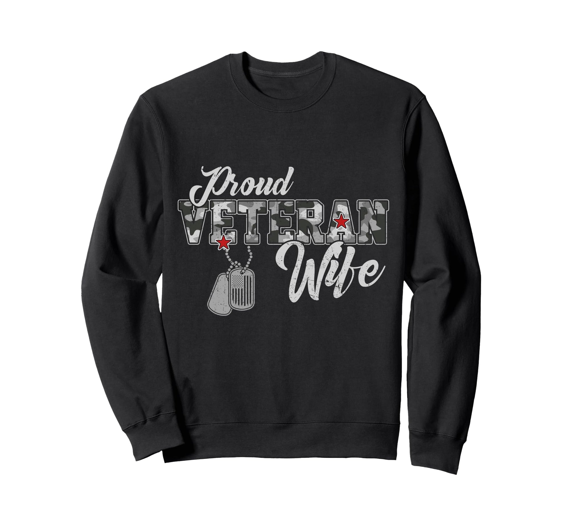 Proud Veteran Wife Camouflage Flag Sweatshirt - Aesthetic Graphic Unisex - T-Shirt, Sweatshirt, Hoodie
